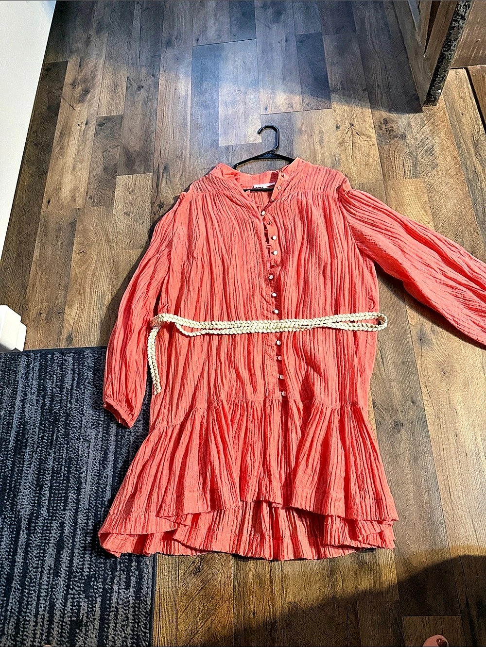 Oliviaceous Women's Ruffle Dress in peach/coral